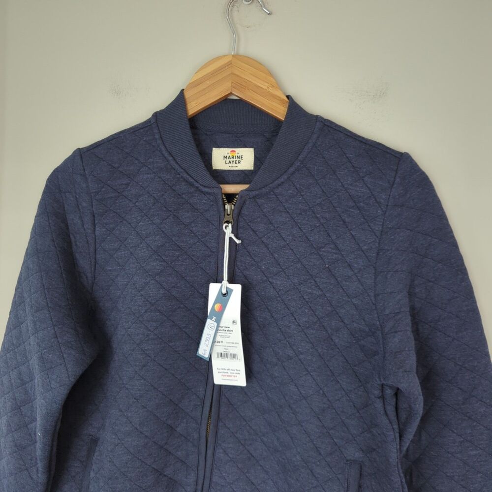 Marine Layer NWT Corbet Quilted Bomber Relaxed Jacket Navy Blue Medium - Picture 7 of 7